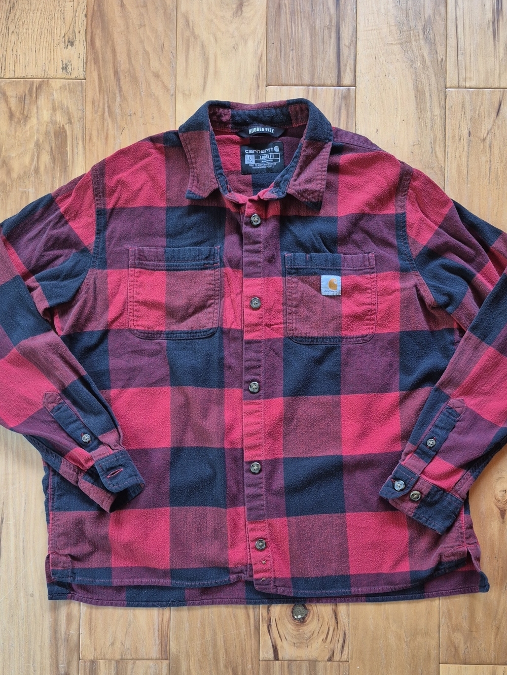 Carhartt Red and Black Buffalo Plaid Flannel Shirt